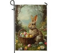 Bandiera Pirati Easter Bunny Colorful Egg Basket Personalizzata Bandiere da giardino Poliestere Striscioni di Bunting per All'aperto Ristoranti 30x45cm