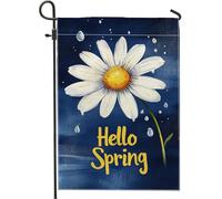 Bandiera Pirati Hello Spring Daisy White Flowers and Yellow Resistente allo Scolorimento Bandiere da giardino Poliestere Bandierine della Decorazione per Giardino Conferenza 30x45cm