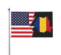 Bandiera Pirati Poliestere, Romania Terrain Map And America Colori Vivaci Bandiere Da Giardino Per Decorazione Balcone Striscioni Di Bunting 90X150Cm