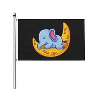 Bandiera Pirati Resistente Allo Scolorimento, Elephant Sleeping On The Moon Resistente Alle Intemperie Bandiere Da Giardino Per Balcone Conferenza Flag 90X150Cm