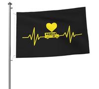 Bandiera Pirati Resistente Allo Scolorimento Striscioni Di Bunting School Bus Driver Love School Bus Heartbeat Poliestere Bandiere Da Balcone Per Ristoranti Bar Balcone 90X150Cm