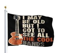 Bandiera Pirati Resistente Bandiere Da Giardino Might Be Old But I Saw All The Cool Bands Funny Skeleton Durevole Bandierine Della Decorazione Per Conferenza Ristoranti Interno 90X150Cm