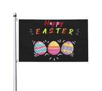 Bandiera Pirati Rinforzo Bandiere Da Balcone Happy Easter Day Colored Eggs Durevole Bandierine Per Celebrazione All'Aperto Conferenza 90X150Cm