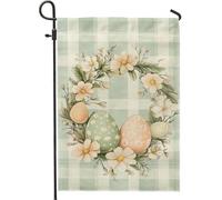 Bandiera Pirati Spring Easter Green Flower Eggs Wreath Decorative Bandiere da giardino Resistente allo Scolorimento Bandierine della Decorazione per Decorazione Giardino 30x45cm