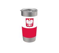 Bandiera polacca della Polonia con stemma Bicchiere termico in acciaio inox doppia parete