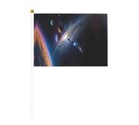 Bandiera portatile a doppia faccia con un universo affascinante, 14 x 20,8 cm, per feste, eventi sportivi