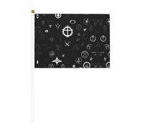 Bandiera portatile con grafica dell'universo bianco e nero, 14 x 20,8 cm, adatta per feste, eventi sportivi, celebrazioni