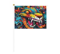 Bandiera portatile con grafica mostri, 14 x 20,8 cm, adatta per feste, eventi sportivi, celebrazioni
