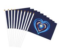Bandiera portatile con stampa a forma di cuore blu cielo bandiere portatili celebrazioni feste vacanze decorazione eventi di raccolta