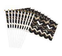 Bandiera portatile con stampa a zigzag nero bianco marrone chiaro bandiere portatili celebrazioni feste vacanze decorazione eventi raduni
