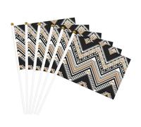 Bandiera portatile con stampa a zigzag nero bianco marrone chiaro bandiere portatili celebrazioni feste vacanze decorazione eventi raduni
