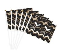 Bandiera portatile con stampa a zigzag nero bianco marrone chiaro bandiere portatili celebrazioni feste vacanze decorazione eventi raduni
