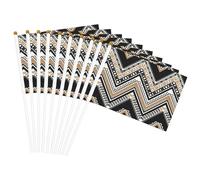 Bandiera portatile con stampa a zigzag nero bianco marrone chiaro bandiere portatili celebrazioni feste vacanze decorazione eventi raduni