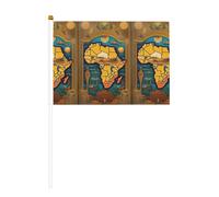 Bandiera portatile con stampa astratta della mappa del mondo, compatta e leggera, adatta per sfilate, eventi e supporto per i fan