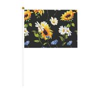 Bandiera portatile con stampa di girasoli e camomilla, compatta e leggera, adatta per sfilate, eventi e supporto per i fan