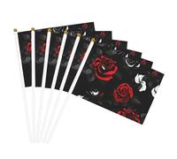 Bandiera portatile con stampa di rose nere bianche e rosse Bandiere portatili Feste Feste Feste Decor Incontri Eventi