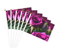 Bandiera portatile con stampa di rose viola, bandiere versatili per matrimoni, compleanni, vacanze, sport, parate, spettacoli