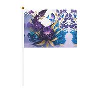 Bandiera portatile con stampa farfalla viola, compatta e leggera, adatta per sfilate, eventi e supporto per i fan