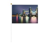 Bandiera portatile con stampa Night London Tower Bridge, compatta e leggera, adatta per sfilate, eventi e supporto per i fan
