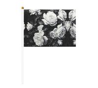 Bandiera portatile con stampa rosa bianca nera, compatta e leggera, adatta per sfilate, eventi e supporto per i fan