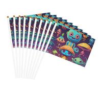 Bandiera portatile leggera con stampa astronauta e alieno, per feste, eventi, decorazione, parata, attività sportiva, facile da montare