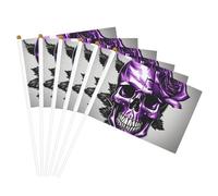 Bandiera portatile leggera con stampa di rose e teschi viola per sfilata e eventi per la decorazione della casa e uso versatile