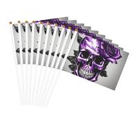 Bandiera portatile leggera con stampa di rose e teschi viola per sfilata e eventi per la decorazione della casa e uso versatile