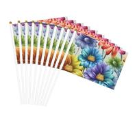 Bandiera portatile leggera da sfilata con stampa di fiori arcobaleno, decorazione per la casa, eventi, uso versatile