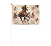 Bandiera portatile stampata su entrambi i lati con cavallo brunito in sei pezzi, 14 x 20,8 cm, adatta per attività di squadra di tifo