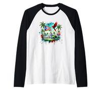 Bandiera portoricana orgoglio con scena pappagallo Maglia con Maniche Raglan