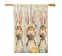 Bandiera primaverile pasquale con alce e cervo, 71 x 101 cm, double face, per decorazione esterna, divertente animale selvatico uova Groovy FrontYard tela Home Flag, Holiday Outdoor modello cortile