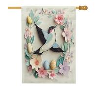 Bandiera primaverile pasquale rondini casa degli uccelli 71 x 101 cm per esterni, ghirlande floreali uova bandiera verticale standard in lino per la casa, pianta anteriore cortile cortile modello