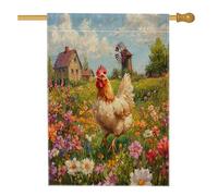 Bandiera primaverile per casa di pollame, 71 x 101 cm, su entrambi i lati, per decorazione esterna, giardino di campagna, bandiera per la casa, divertente motivo floreale per esterni