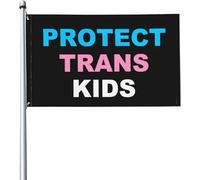 Bandiera Protect Trans Kids Transgender Pride Month Bandiera Della Brezza Tessuto Da Esterno Prova Di Sbiadimento Striscione All'Aperto, Per Feste Estive, Eventi, Giardino, 90x150cm