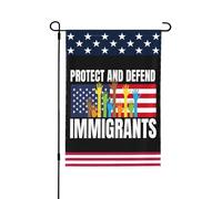 Bandiera "Proteggi e difendi gli immigrati" Anti-47 Bandiere da giardino 12 * 18 pollici Stendardo bifacciale Senza asta