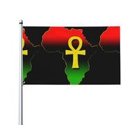 Bandiera Rasta African Map Ankh Black History 3x5 piedi - Include 1 bandiera (asta inclusa) Festival sul balcone