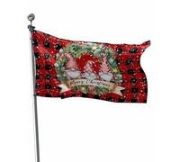 Bandiera Red Black Christmas Xmas Winter Gnomes Buffalo Plaid Bandiera Della Brezza Resistente Alle Intemperie Tessuto Da Esterno Striscione All'Aperto, Per Feste Strada, Eventi, 90x150cm