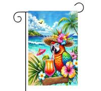 Bandiera Red Parrot Parrot Bird Welcome Tropical Palm Tree Beach 30X45Cm Bandiera Dei Pirati Personalizzata Con Occhielli Banner Per Balcone Esterni Estiva