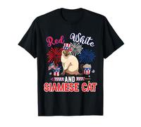 Bandiera "Red White And Siamese" Cat 4th Of July Funny Owner Proud Maglietta