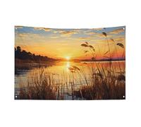 Bandiera Reeds by The River con 4 occhielli, bandiere su un lato in poliestere resistente, striscioni resistenti alle intemperie per dormitori, feste, riprese, festival, decorazione 119,4 x 177,8 cm