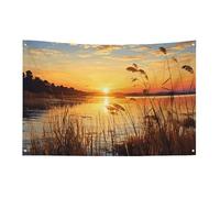 Bandiera Reeds by The River con 4 occhielli, bandiere su un lato in poliestere resistente, striscioni resistenti alle intemperie per dormitori, feste, riprese, festival, decorazione 152,4 x 243,8 cm