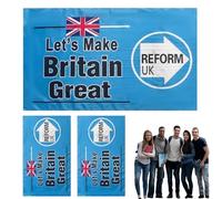 Bandiera Reform UK e 2 bandiere sventolanti, grandi bandiere decorative per esterni Union Jack/ag, Make Britain Great Again, sfondo blu vivido grande lettera F/lag, britannico F/lag per interni ed