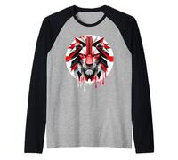 Bandiera Regno Unito UJ St George Patriottism Lions Face Gran Bretagna Maglia con Maniche Raglan