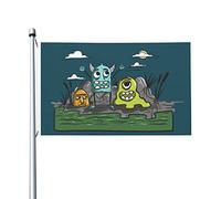 Bandiera Resistente Allo Scolorimento, A Funny Mon-Ster Hangs Out In The Swamp At Night Doppia Cucitura Bandiere Per Decorazione Conferenza Bandierine Della Decorazione 90X150Cm