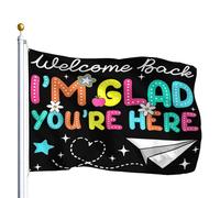 Bandiera Resistente Allo Scolorimento Bandiere Da Balcone Welcome Back I'M Glad You'Re Here Back2 Teacher Rinforzo Flag Per Decorazione Interno Esterno 90X150Cm
