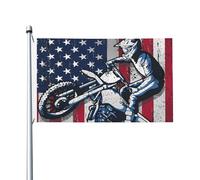 Bandiera Resistente Allo Scolorimento Bandiere Da Giardino Dirt Bike American Motocross Biker Gift 4Th Of July Rinforzo Striscioni Di Bunting Per Celebrazione Giardino Conferenza 90X150Cm