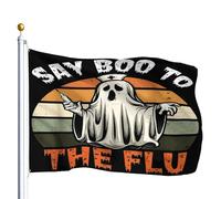 Bandiera Resistente Allo Scolorimento Bandiere Funny Doctor Ghost Say Boo To The Flu Halloween Classica Flag Per Ristoranti Giardino Interno 90X150Cm