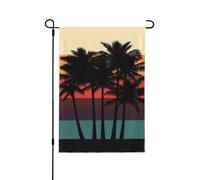 Bandiera retrò con albero di cocco, spiaggia, giardino, 70 x 102 cm, double face, decorativa, in poliestere, resistente alle intemperie, per prato, patio, balcone, cortile, decorazione per la casa
