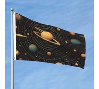 Bandiera retrò con motivo astronomico, 0,6 x 0,9 m, doppia faccia, non sbiadisce, bandiera da giardino di benvenuto, bandiera da giardino con ottone per esterni, decorazione per cortile, portico