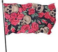 Bandiera retrò da roseto con teschio fatto a mano resistente agli agenti atmosferici, bandiera familiare 9,1 x 1,5 m, decorazioni per la casa all'aperto